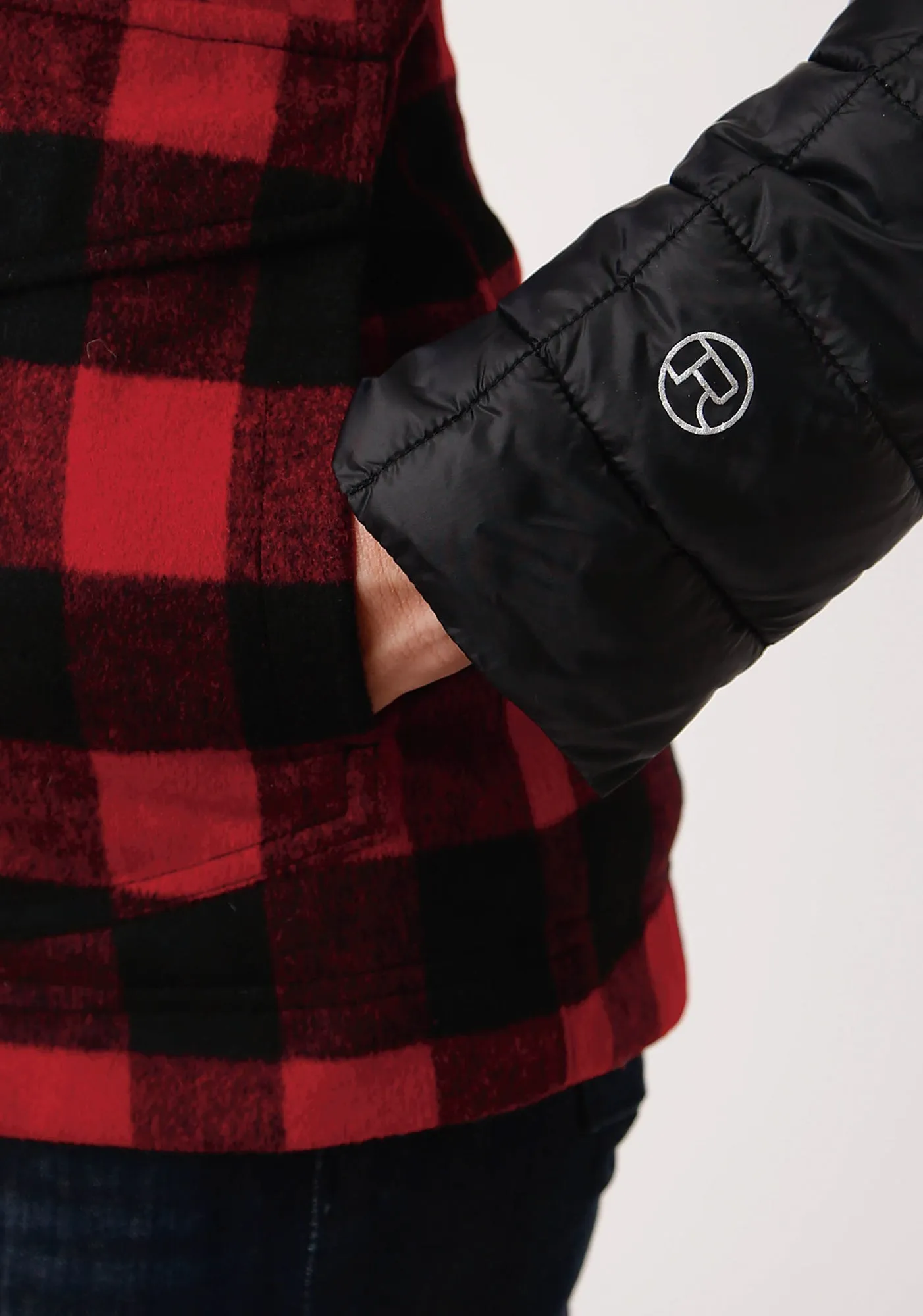 Roper Womens Black/Buffalo Plaid Nylon Crushable Jacket Professional Wear Premium Winter Warmth
