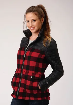 Hollow Fiber Insulation Roper Womens Black/Buffalo Plaid Nylon Crushable Jacket Roper Womens Black/Buffalo Plaid Nylon Crushable Jacket Fashion Fit Design
