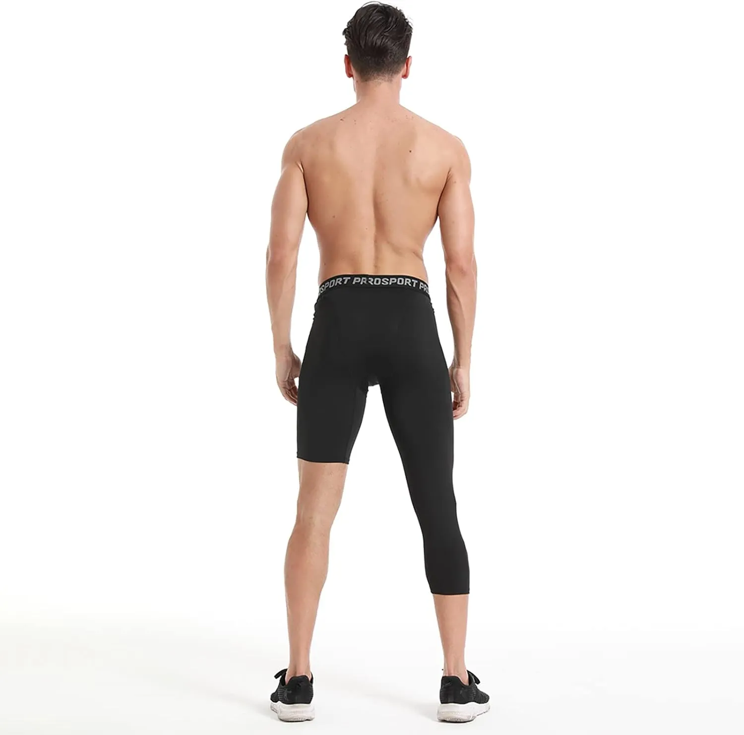 Hotfiary Men's Compression Pants 3/4 Activewear Leggings One Leg Base Layers for Basketball Athletic Running (2 Pieces)