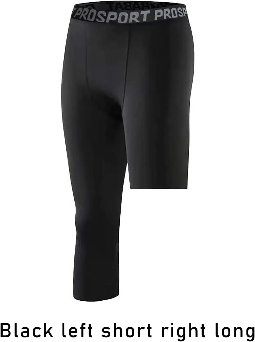 Hotfiary Men's Compression Pants 3/4 Activewear Leggings One Leg Base Layers for Basketball Athletic Running (2 Pieces)