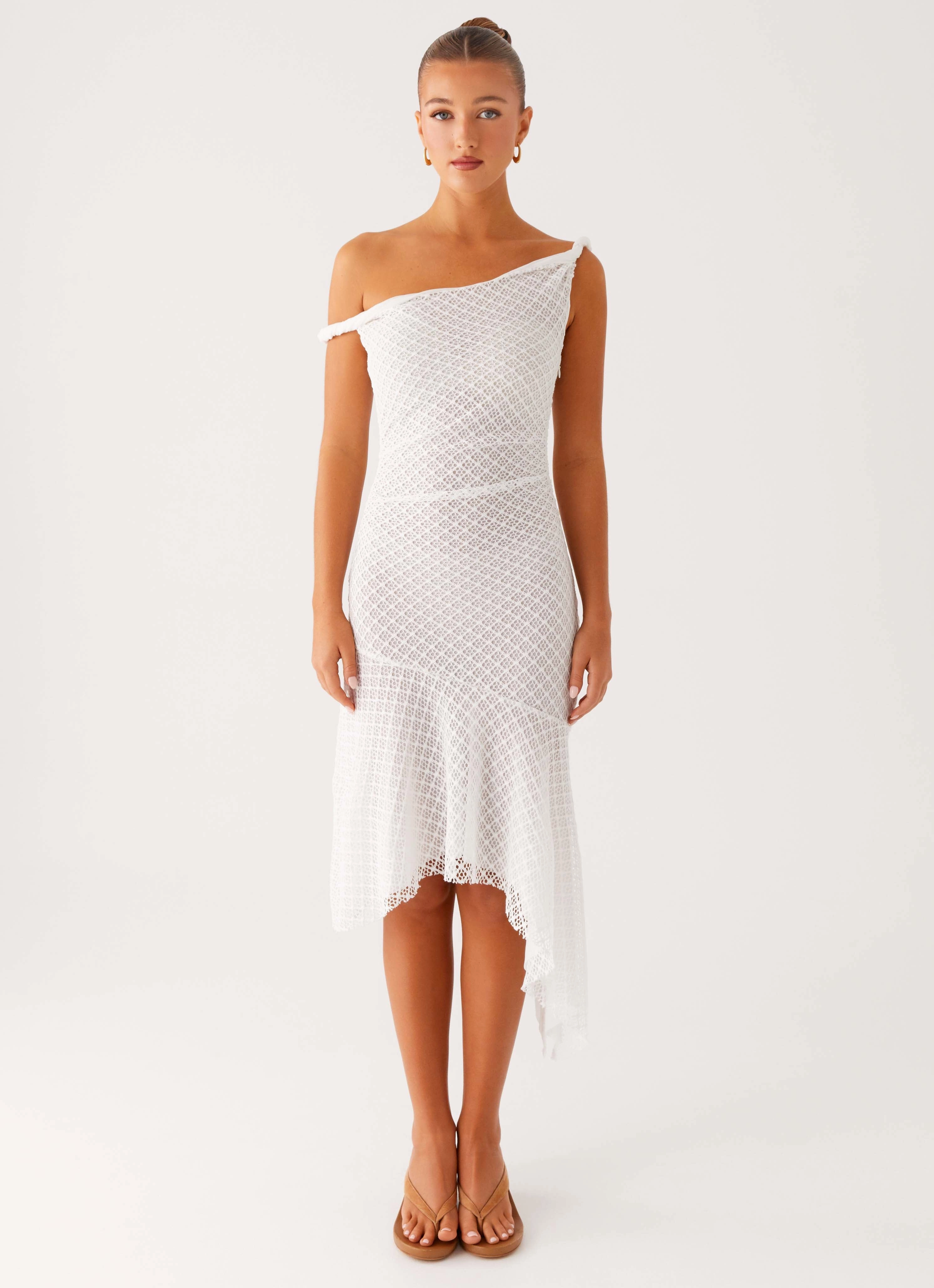 Huntah Midi Dress - Ivory Sculpted Fit