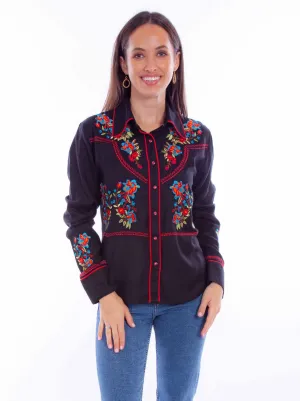 hypoallergenic Scully Womens Chain Stitch Floral Black/Red 100% Viscose L/S Shirt Scully Womens Chain Stitch Floral Black/Red 100% Viscose L/S Shirt Waffle Weave Urban Edge