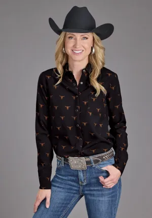 hypoallergenic Stetson Womens Mojave Print Black 100% Rayon L/S Blouse Stetson Womens Mojave Print Black 100% Rayon L/S Blouse vacation wear Timeless Comfort