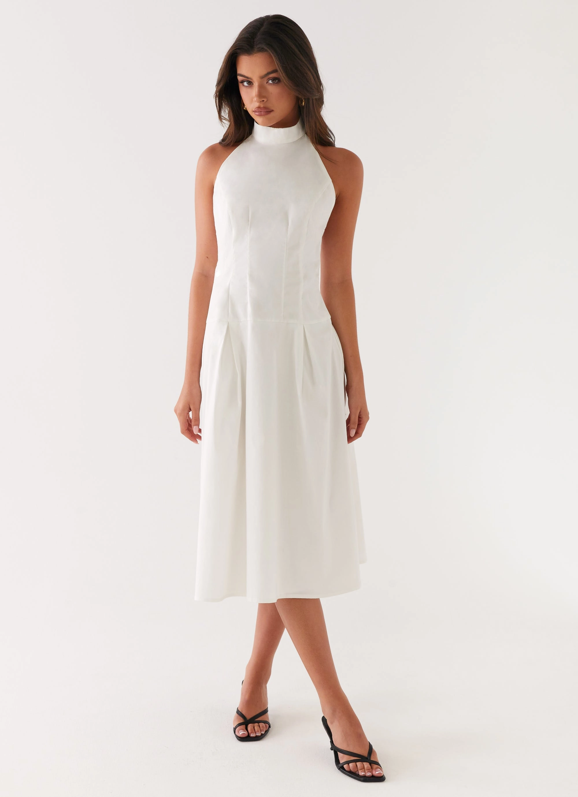 Smart Piece Cool Elegance Calla Halter Midi Dress - White