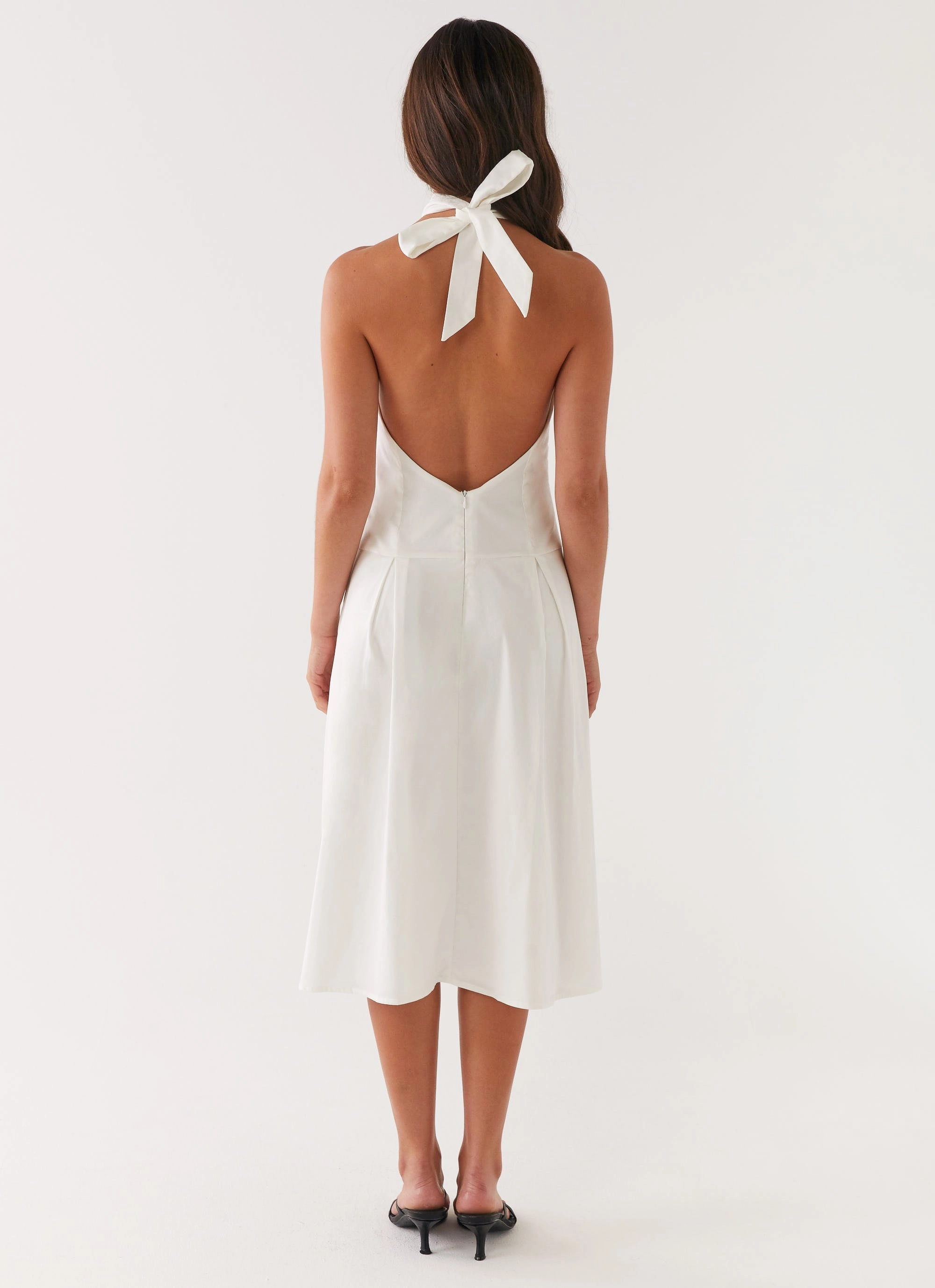 Calla Halter Midi Dress - White SmoothEdgeFinish Flexible Fit