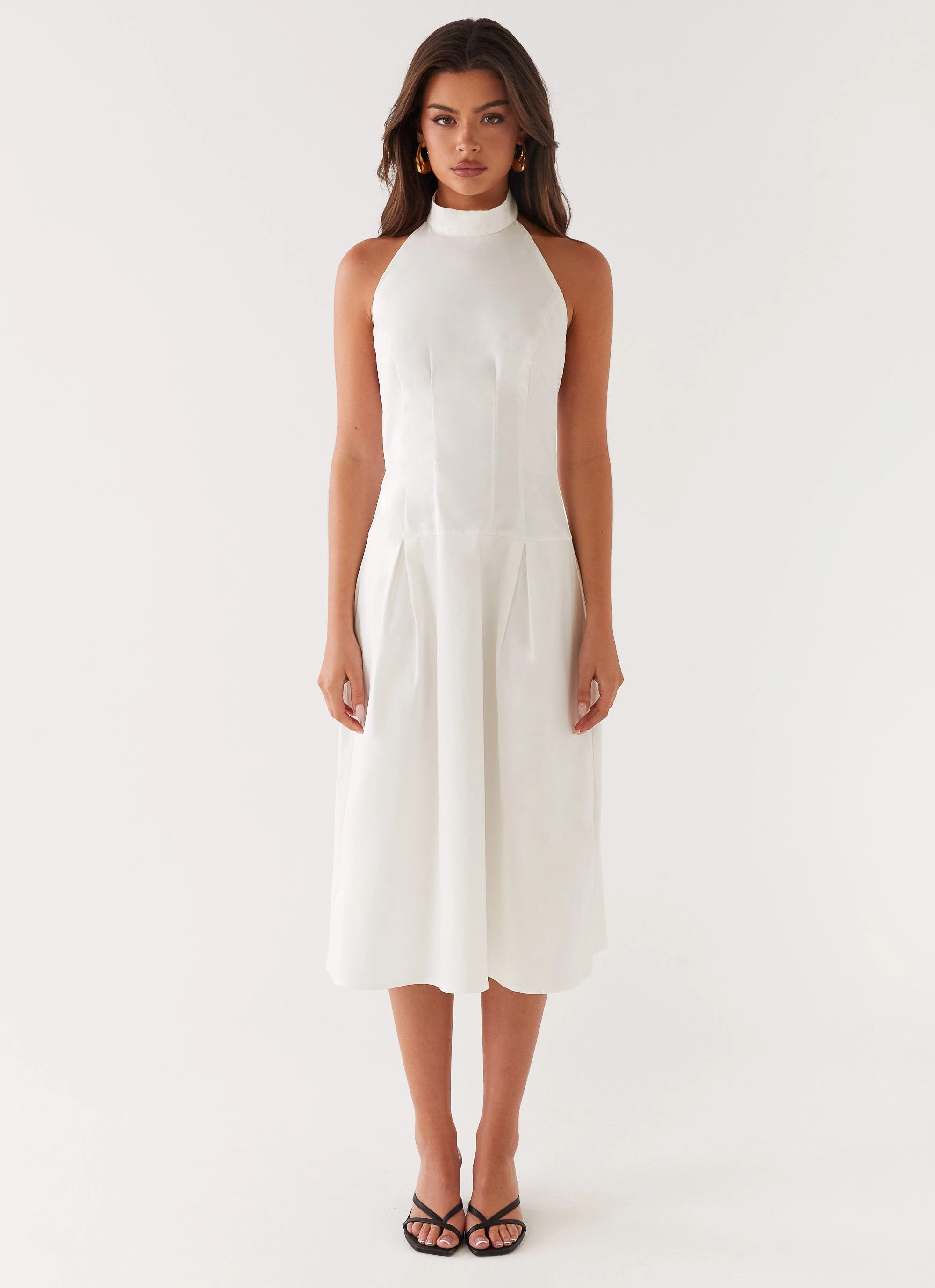 Calla Halter Midi Dress - White Minimal Mood