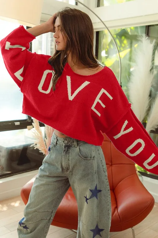 I LOVE YOU LETTER KNIT TOP S-XL Active Design Wear