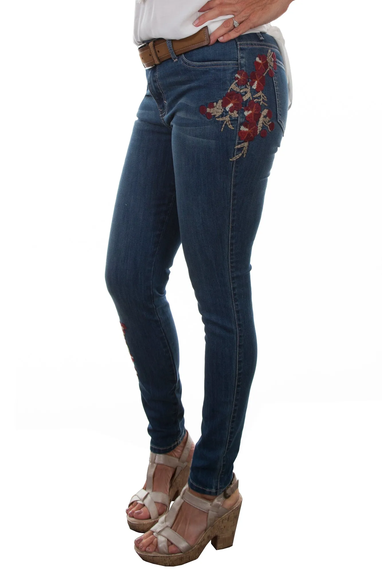 Pre Shrunk Fabric Scully Womens Denim Cotton Blend Floral Jeans
