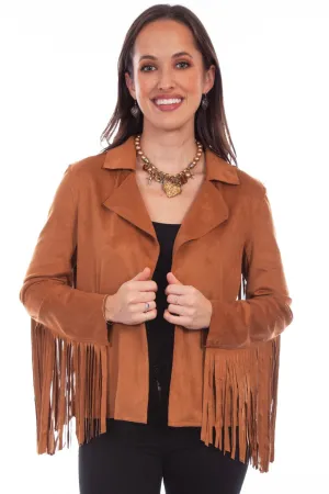 Iconic Shape Scully Womens Trendy Fringe Brown Polyester Blend Faux Leather Jacket Scully Womens Trendy Fringe Brown Polyester Blend Faux Leather Jacket All Size Fit
