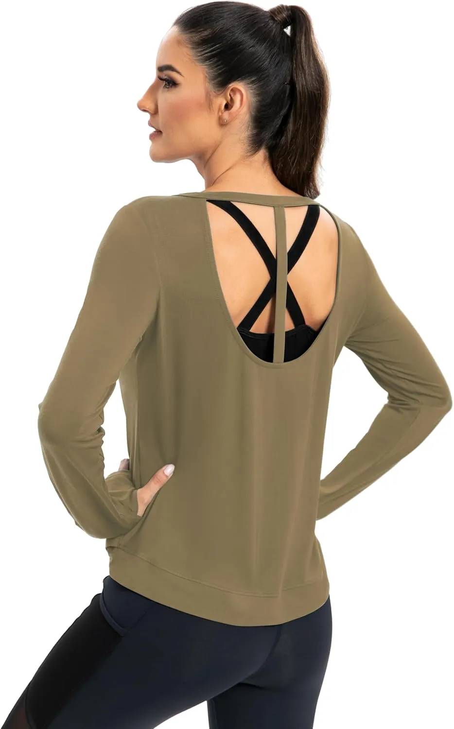 ICTIVE Womens Long Sleeve Shirt Workout Running Athletic Yoga Gym Hiking Activewear Muscle Tops with Thumb Hole