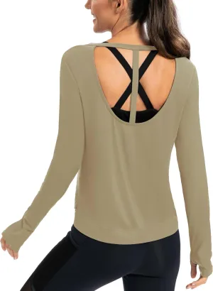 ICTIVE Womens Long Sleeve Shirt Workout Running Athletic Yoga Gym Hiking Activewear Muscle Tops with Thumb Hole