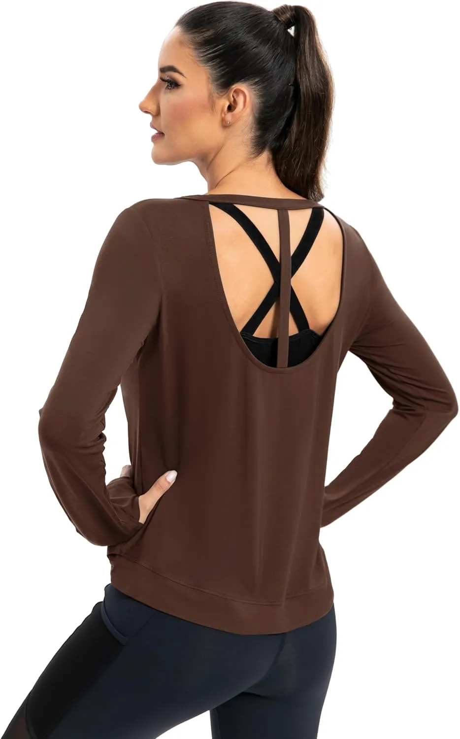 ICTIVE Womens Long Sleeve Shirt Workout Running Athletic Yoga Gym Hiking Activewear Muscle Tops with Thumb Hole
