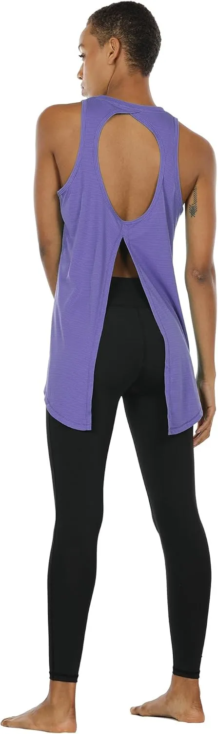 icyzone Open Back Workout Tank Top Shirts - Activewear Exercise Athletic Yoga Tops for Women