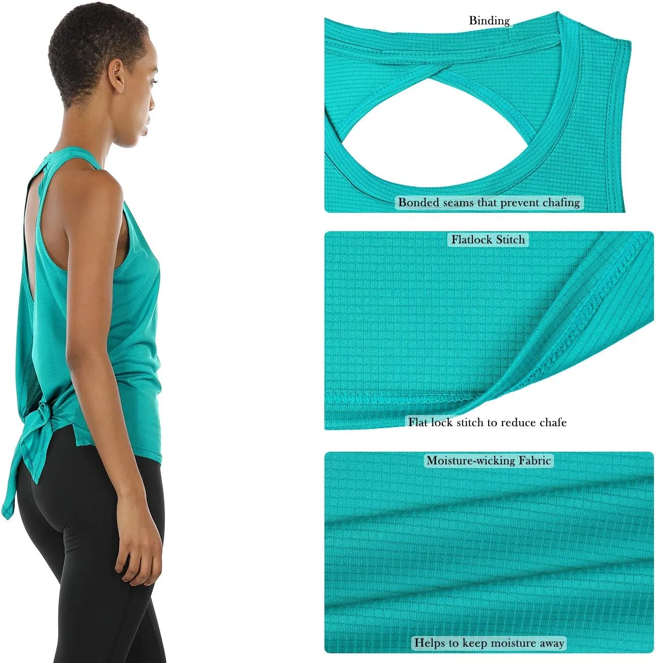 icyzone Open Back Workout Tank Top Shirts - Activewear Exercise Athletic Yoga Tops for Women