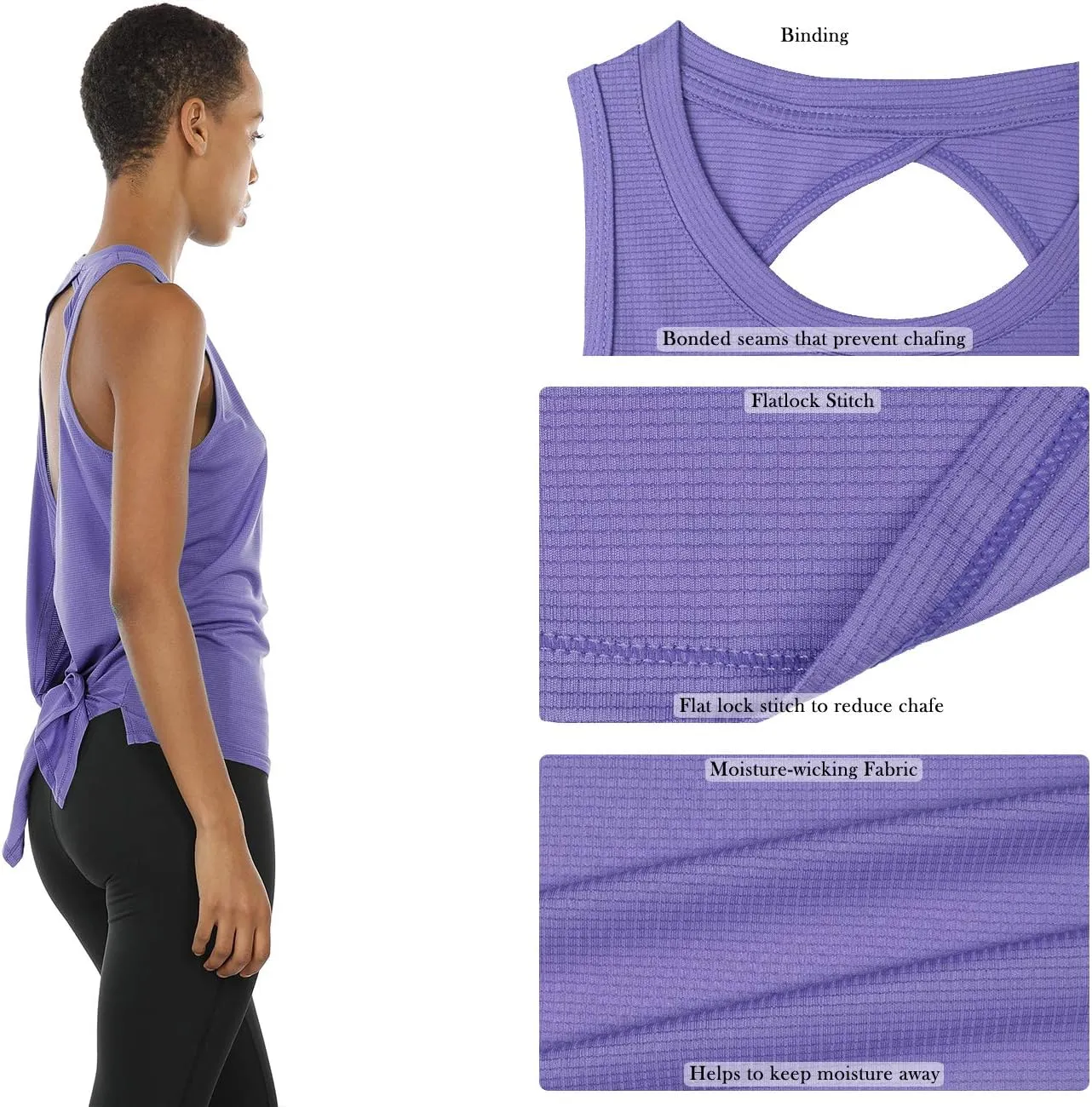 icyzone Open Back Workout Tank Top Shirts - Activewear Exercise Athletic Yoga Tops for Women