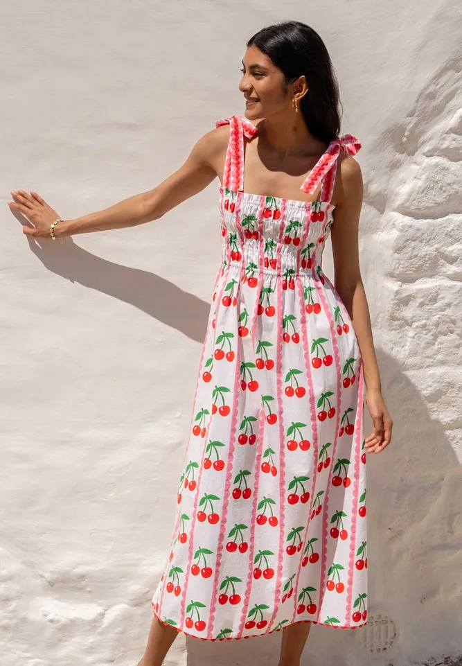 Pastel Sky Polished look dress Immy Dress in Scalloped Cherry