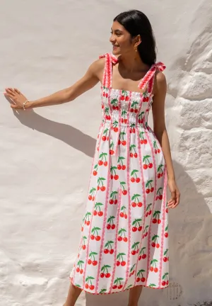 Immy Dress in Scalloped Cherry Gradient Look Pastel Sky Polished look dress Immy Dress in Scalloped Cherry