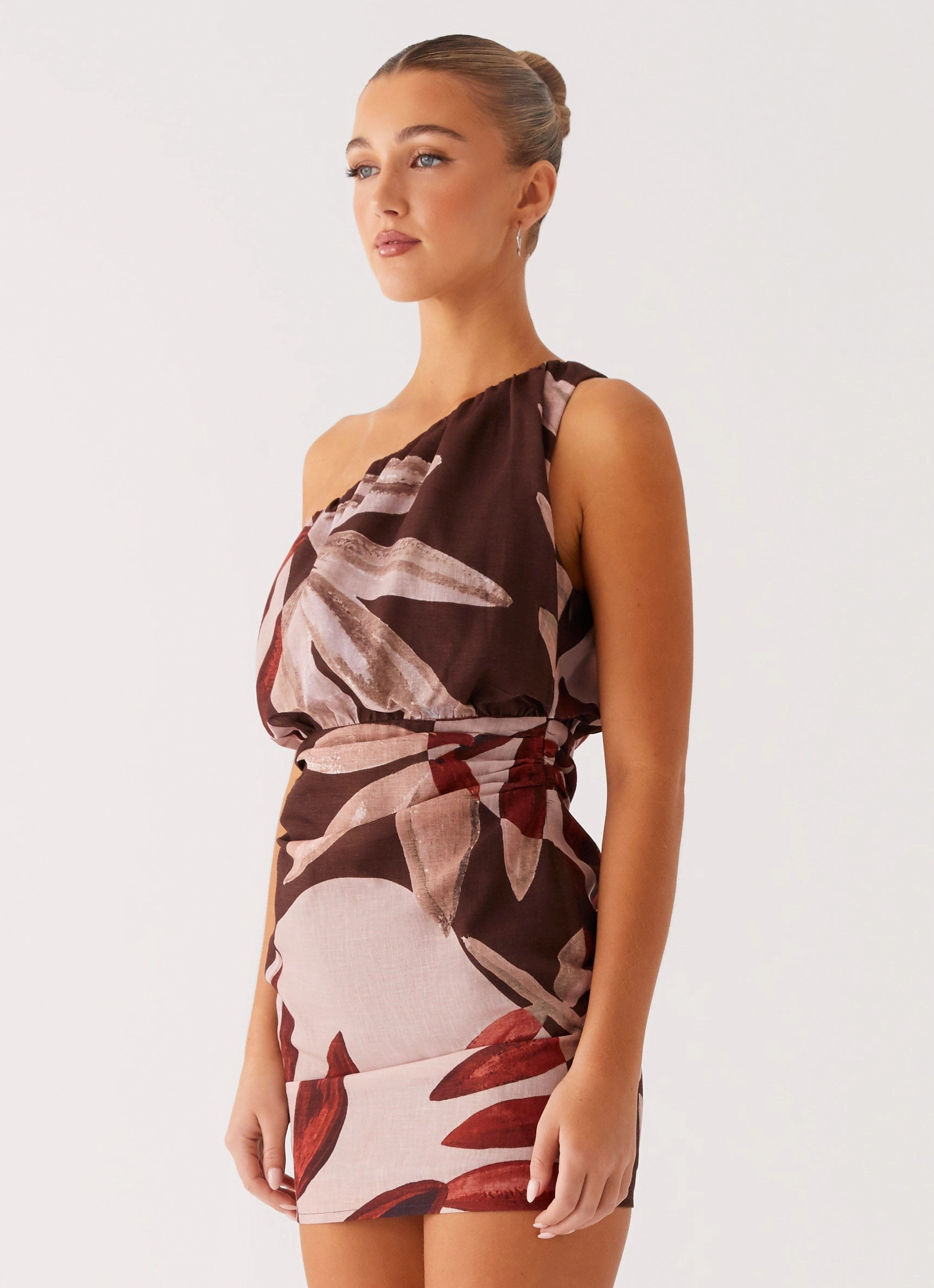 Indianna Mini Dress - Cinnamon Palm Lightweight-Comfort Side-Zip