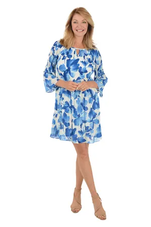 Inked Flowers Keyhole Neck Pleated Dress Perfect Fit Inked Flowers Keyhole Neck Pleated Dress Clean Grace