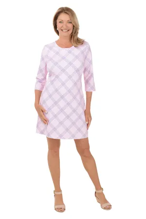 Italian Glam Pink Gingham UPF50  Travel Dress Neat Finish Pink Gingham UPF50  Travel Dress