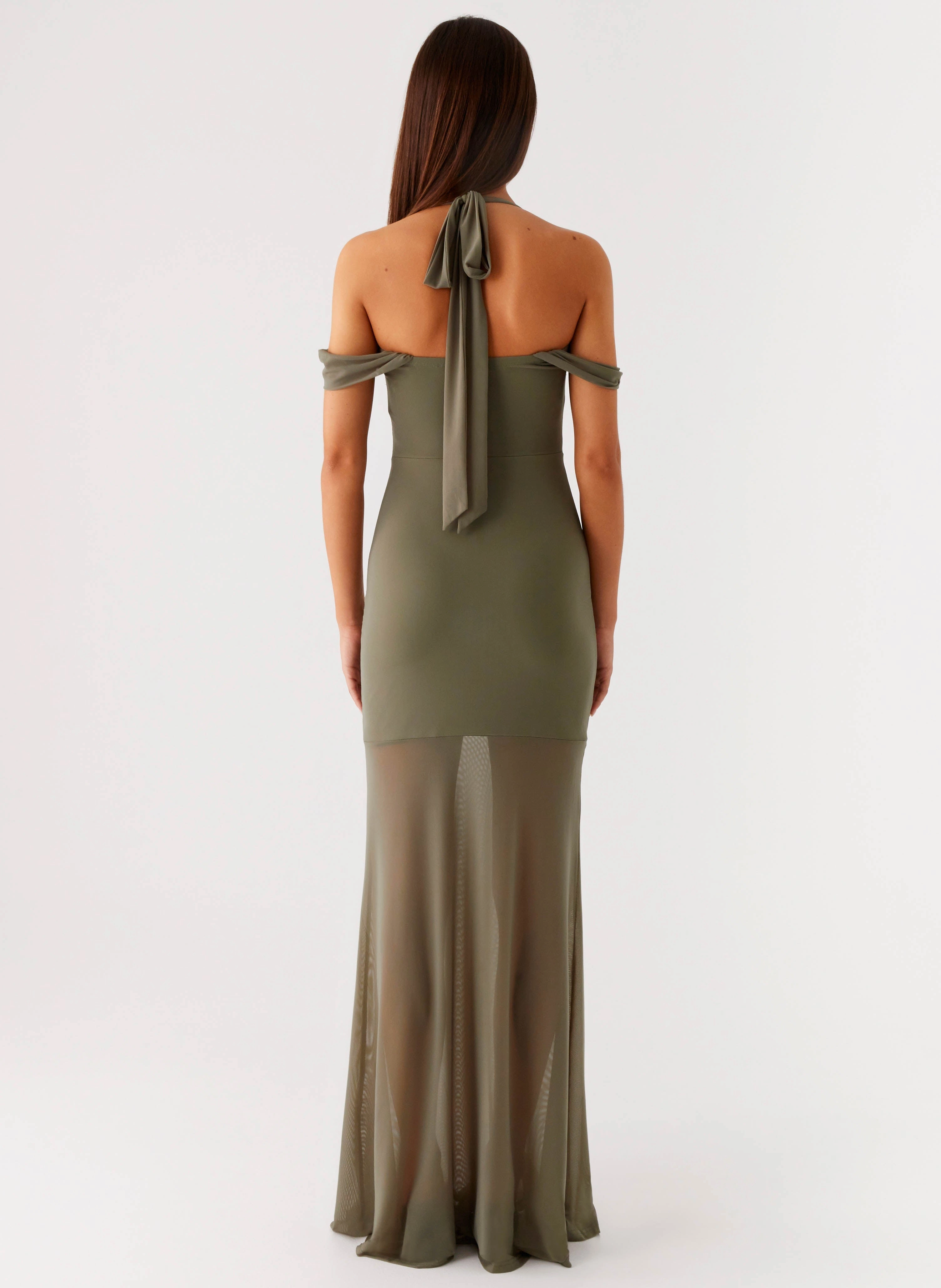 Ivy Lane Maxi Dress - Olive Sleek Waistband light layering