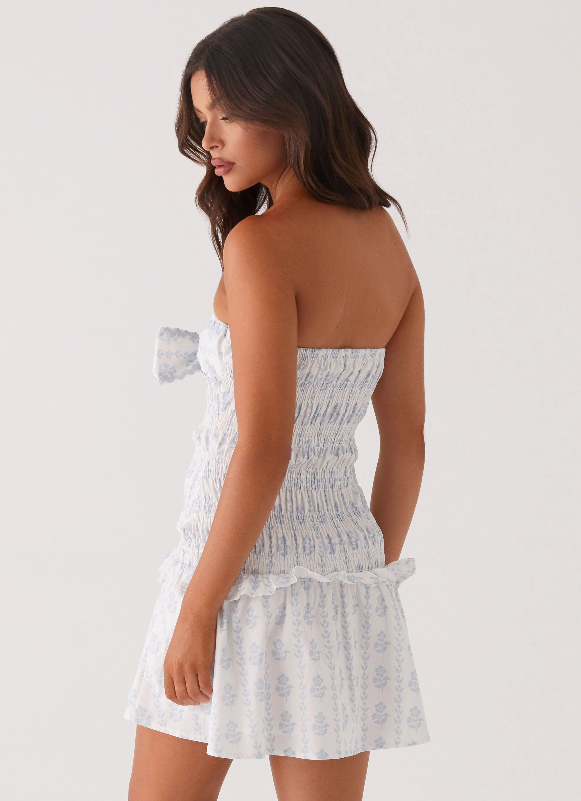 Sleek Appearance Flawless Waistband Fit Izi Shirred Mini Dress - Sweet Daydream Print