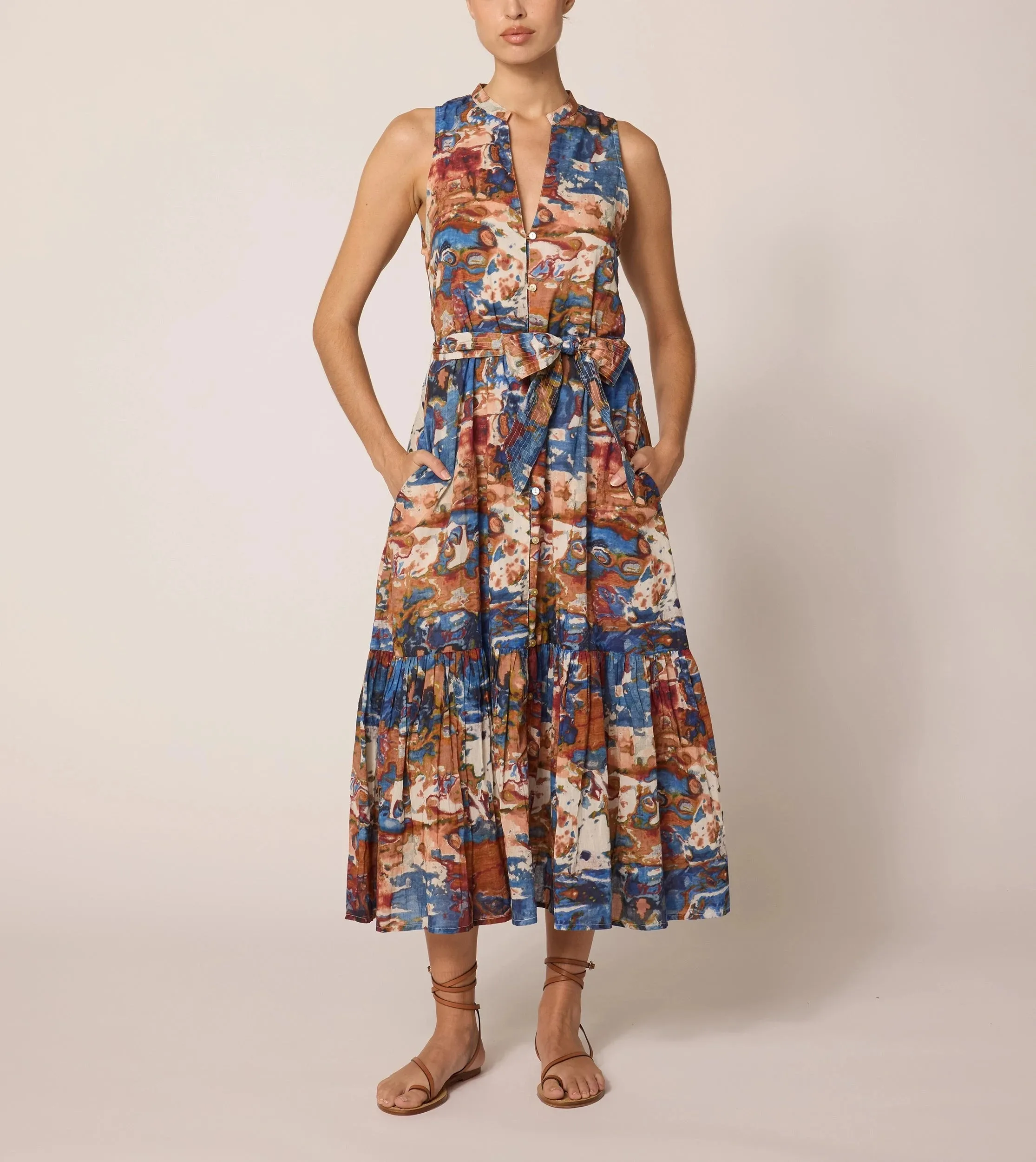 Sheer-Overlay Izora Midi Dress | Murano