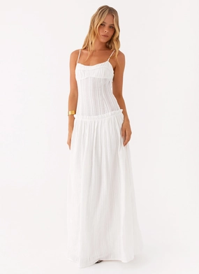 Jacinda Drop Waist Maxi Dress - Ivory Tailored Wear Flattering Silhouette All-season Jacinda Drop Waist Maxi Dress - Ivory