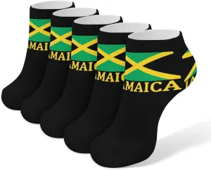 Jamaican Flag 5 Pairs Unisex Activewear Ankle Socks Lightweight Low Cut And No Show Socks