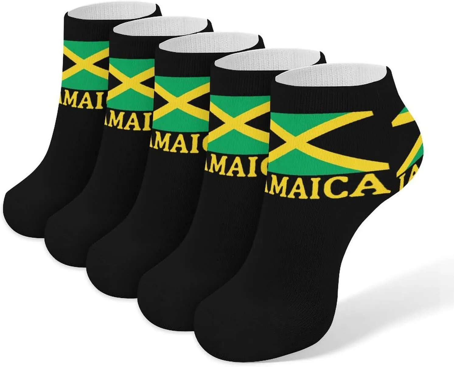 Jamaican Flag 5 Pairs Unisex Activewear Ankle Socks Lightweight Low Cut And No Show Socks