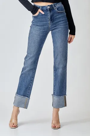 JEREMY HIGH RISE STRAIGHT CUFFED RELAXED JEANS Chic Cut Stay Comfortable JEREMY HIGH RISE STRAIGHT CUFFED RELAXED JEANS