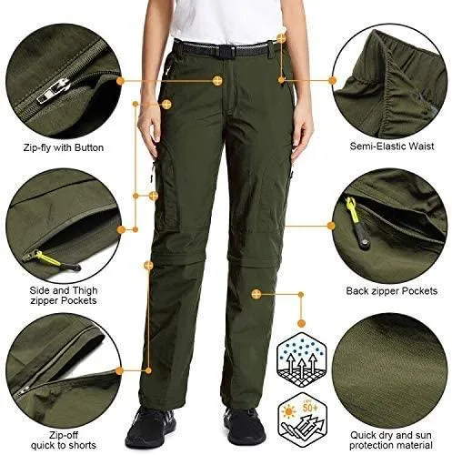Jessie Kidden Walking Trousers Women Cargo Pants Waterproof Summer Lightweight Quick Dry Convertible Stretch Outdoor Casual UPF 50 Running Cycling Zip Off Capri
