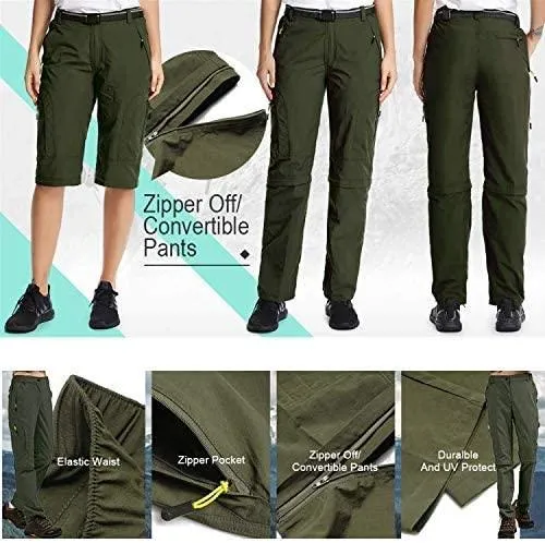 Jessie Kidden Walking Trousers Women Cargo Pants Waterproof Summer Lightweight Quick Dry Convertible Stretch Outdoor Casual UPF 50 Running Cycling Zip Off Capri