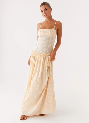 Jewel tone Jacinda Drop Waist Maxi Dress - Cream Light Wrap Jacinda Drop Waist Maxi Dress - Cream