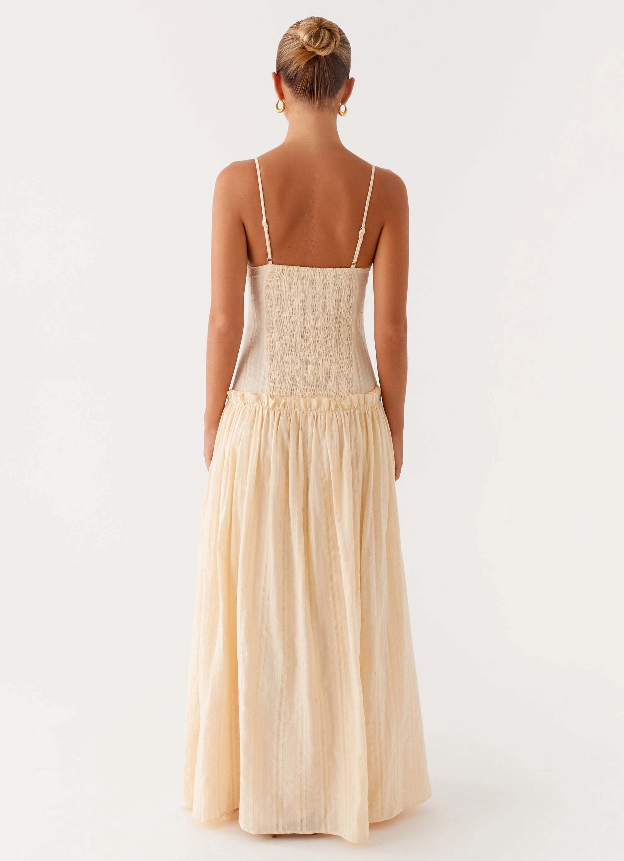 Jacinda Drop Waist Maxi Dress - Cream Edgy-Look