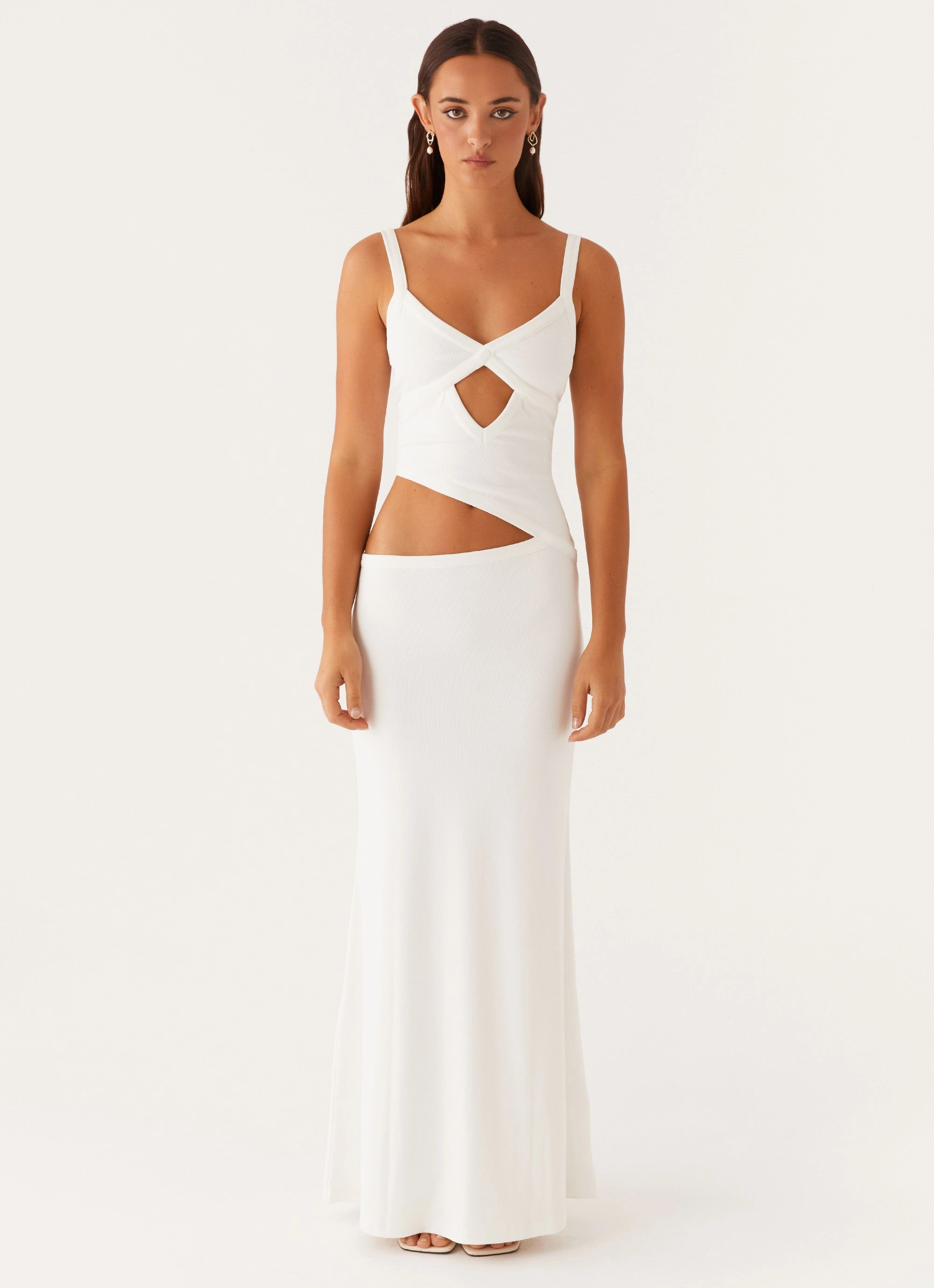 Vibrant Light Comfortable Waist Design Fit Jocelyn Maxi Dress - White