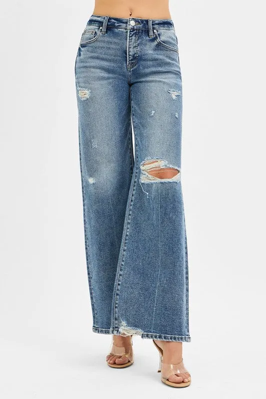 Softened Seams Vintage Lover Teen Outfit Johanna Tummy Control Mid Rise Fit Wide Jeans