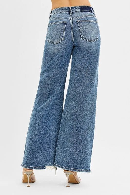City Walk Casual Friday Modern Shopping Day Johanna Tummy Control Mid Rise Fit Wide Jeans