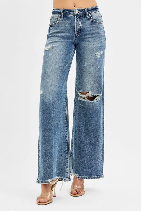 Johanna Tummy Control Mid Rise Fit Wide Jeans Loose Spring Mood Mood Fit
