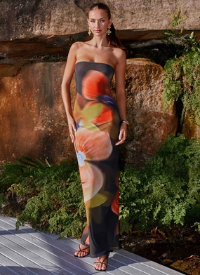 Jorja Maxi Dress - Moody Floral Modern Design Bodycon-Fit Jorja Maxi Dress - Moody Floral