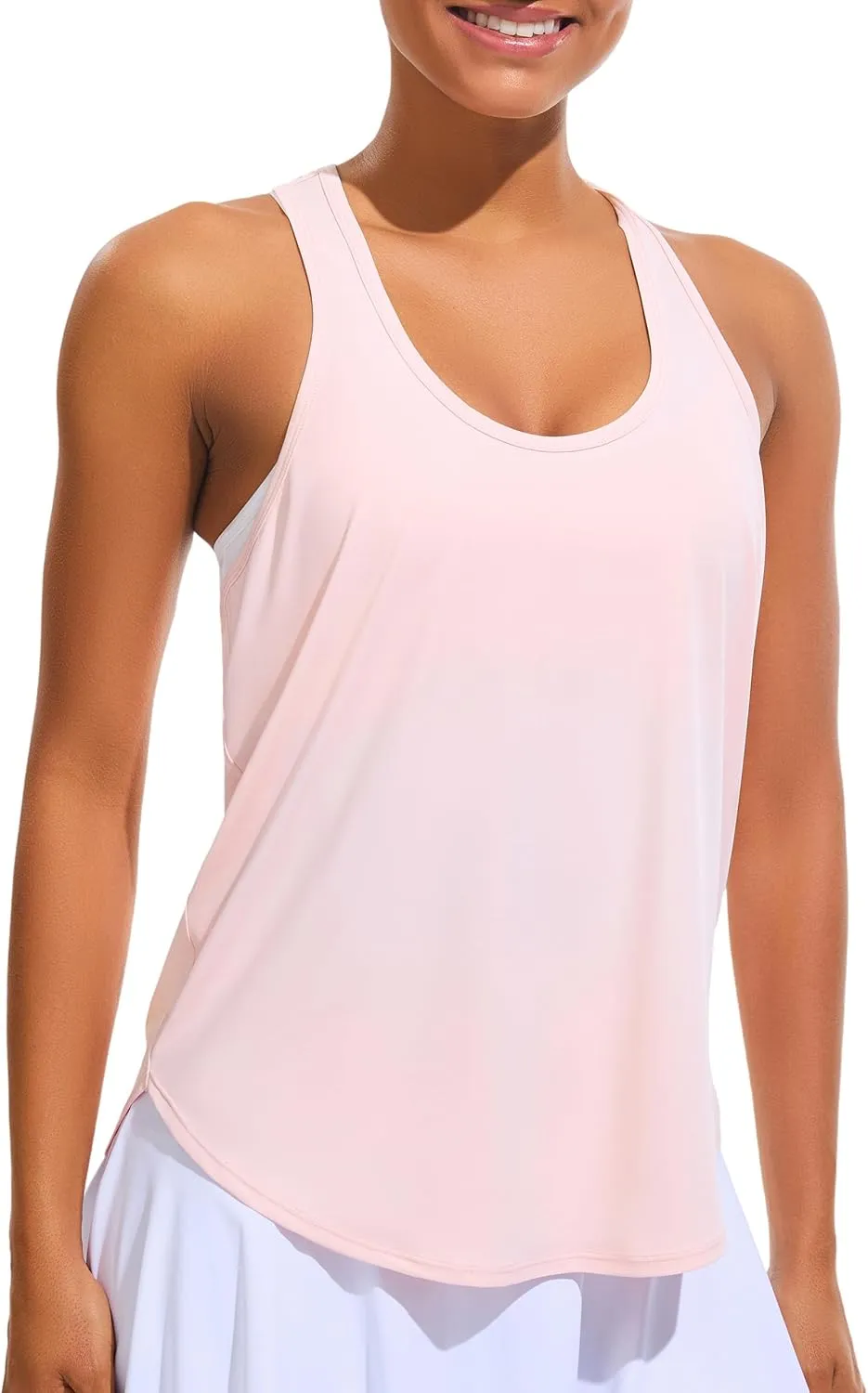 JOYSPELS Ice Silk Workout Tank Tops for Women Quick Dry Sleeveless Loose Fit Racerback Athletic Running Shirts