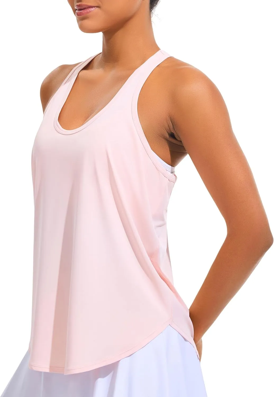 JOYSPELS Ice Silk Workout Tank Tops for Women Quick Dry Sleeveless Loose Fit Racerback Athletic Running Shirts