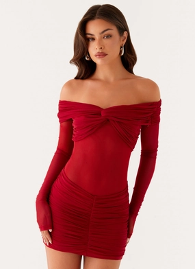 Jules Mini Dress - Raspberry Deep Plunge Jules Mini Dress - Raspberry Smooth Fit