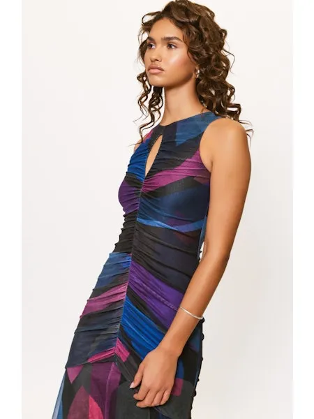 Golden Scene Julia Maxi Dress in Black Multi Mid Century