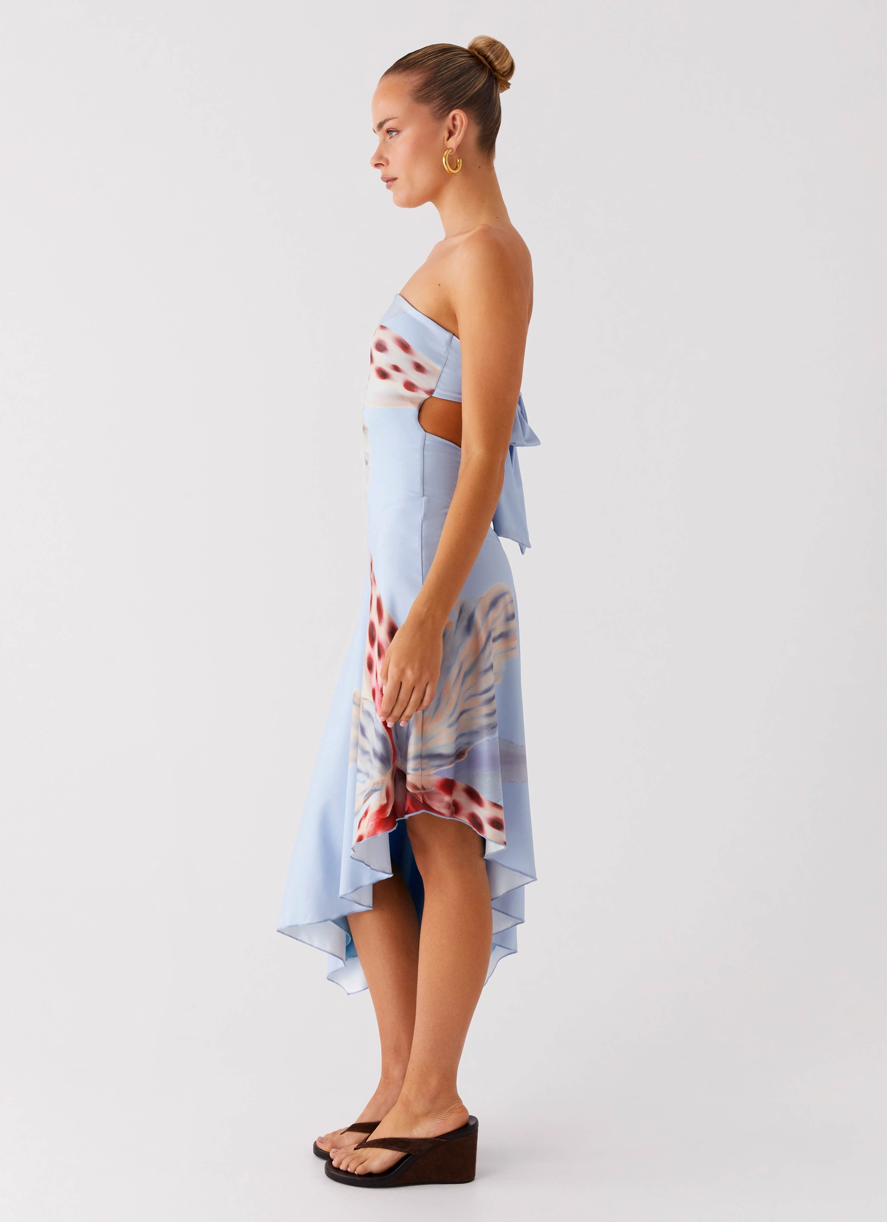 Juliana Midi Dress - Deep Sea Bloom Layering Comfort Back-Zip