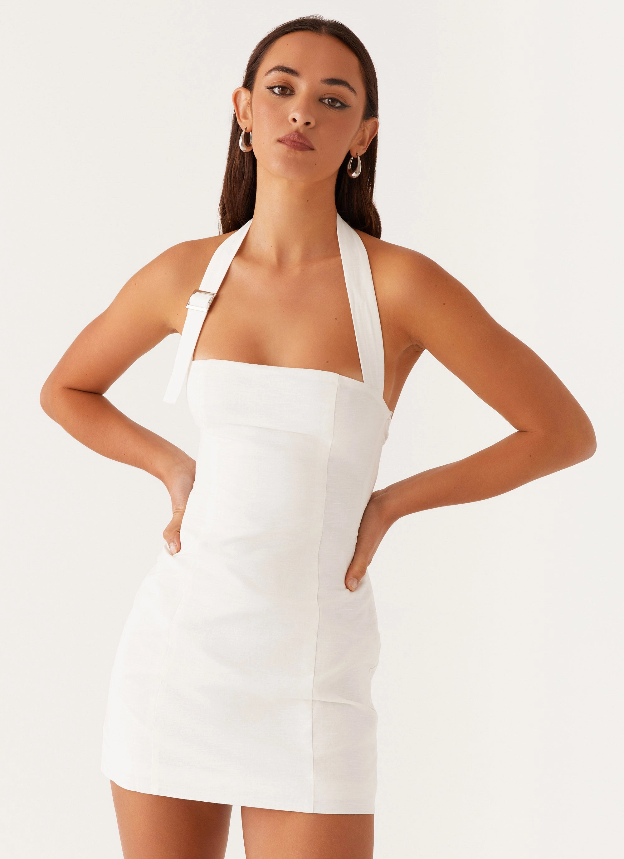 Adjustable-Length Julianna Linen Mini Dress - White