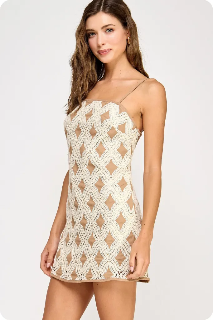 Relaxed Layers Chill Lines Julie Crochet Mini Dress