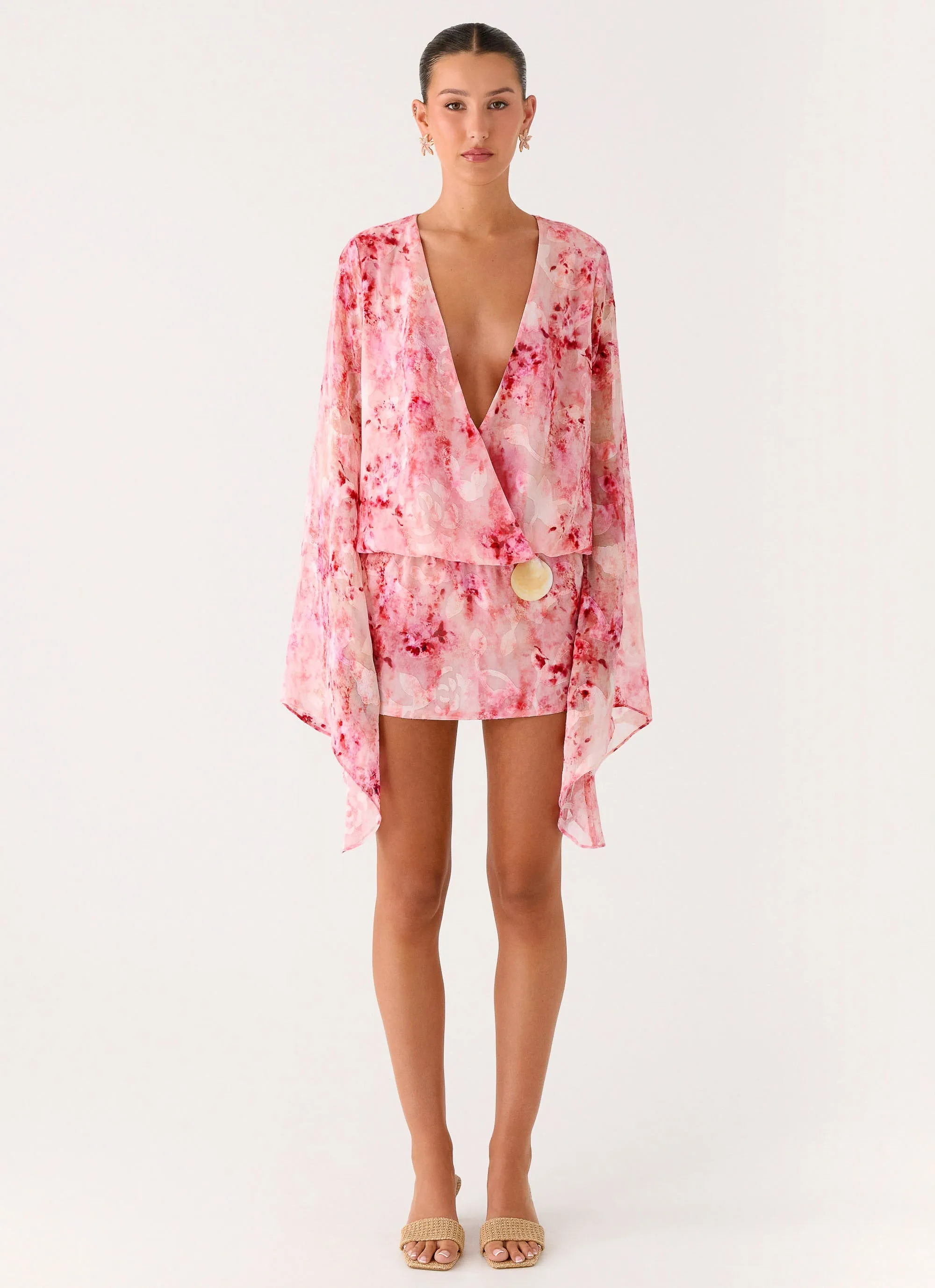 Calm Flow Junia Long Sleeve Mini Dress - Pink