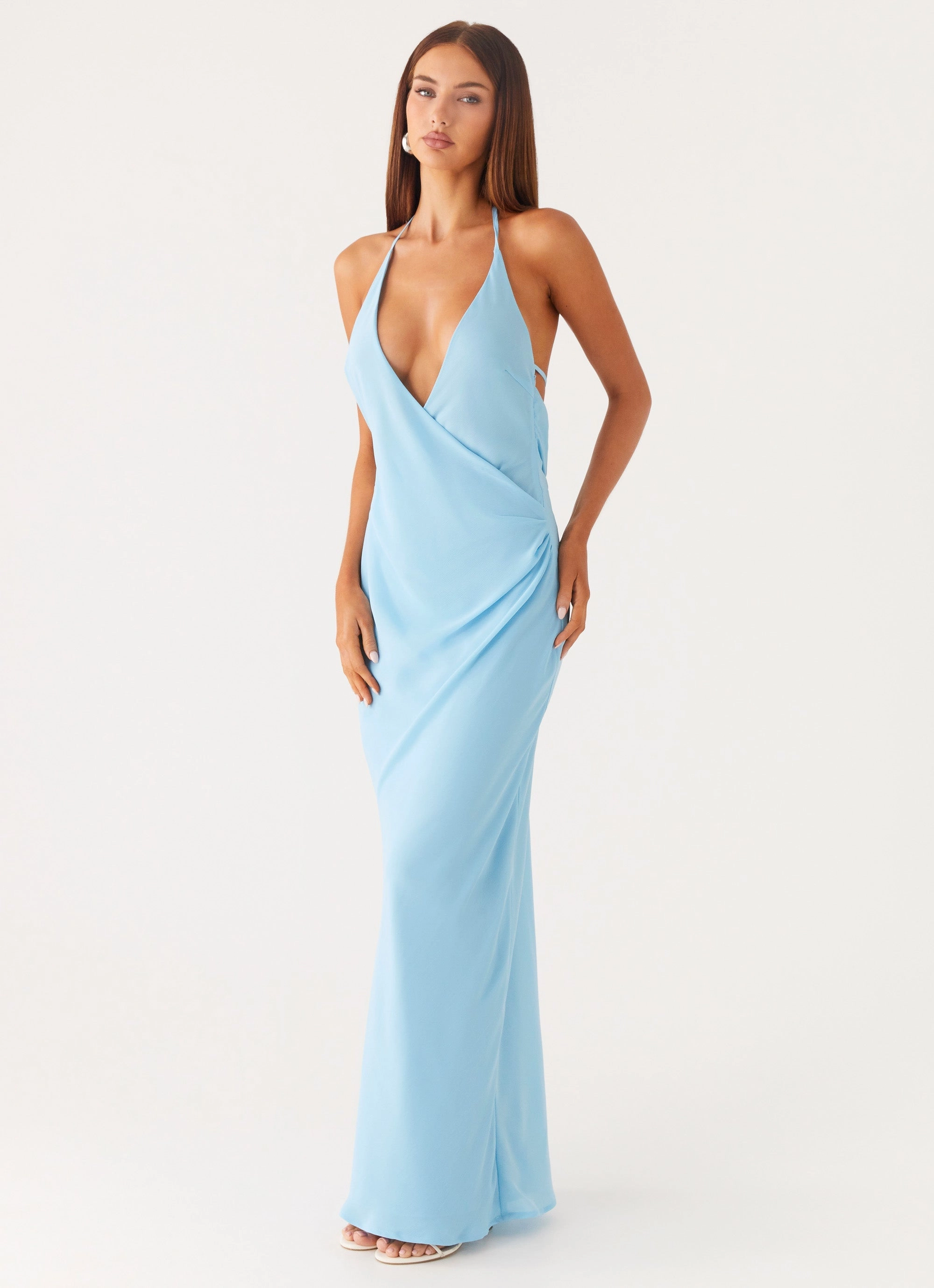 Just A Kiss Cowl Maxi Dress - Turquoise Perfectly Fitted bold appearance