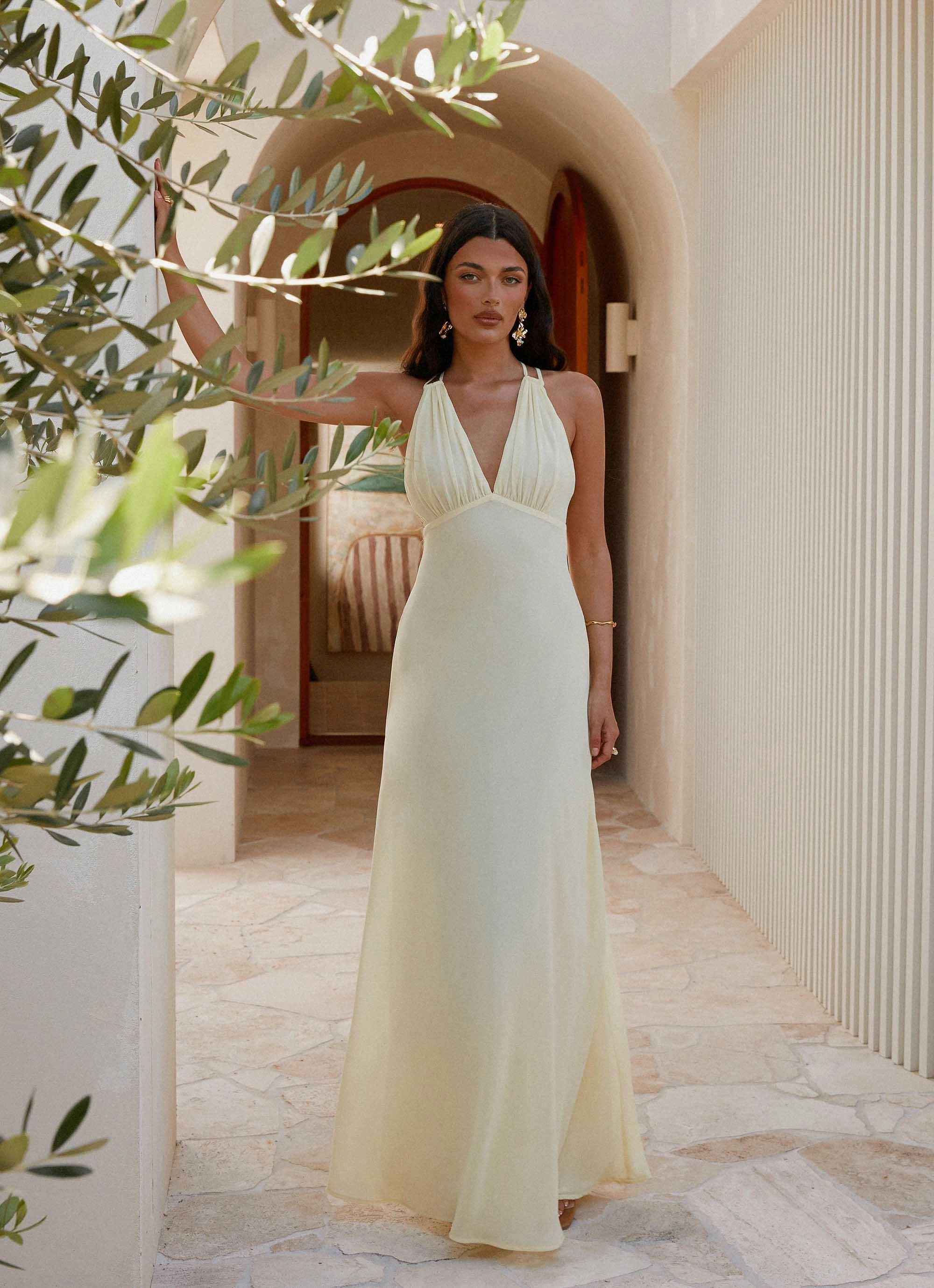 Kacia Maxi Dress - Lemon Poised Vibe